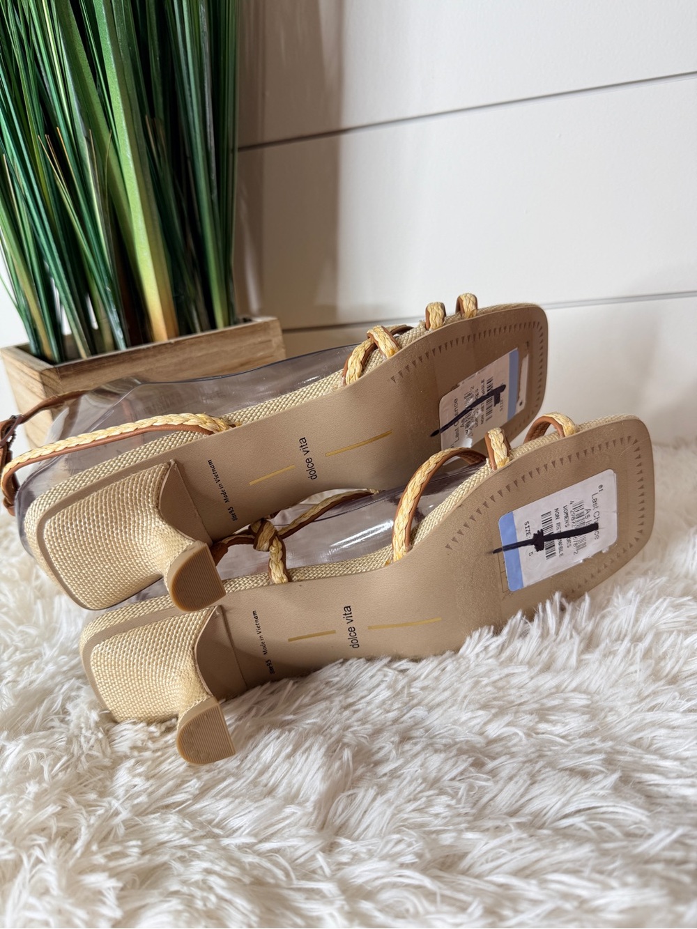 Dolce Vita Bev Braided Raffia Kitten Heel Ankle Strap Boho Sandal Natural Sz 9.5 - Picture 10 of 11